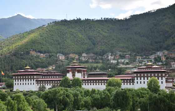 Tashichhoe dzong, the Royal Secretariat of Bhutan.