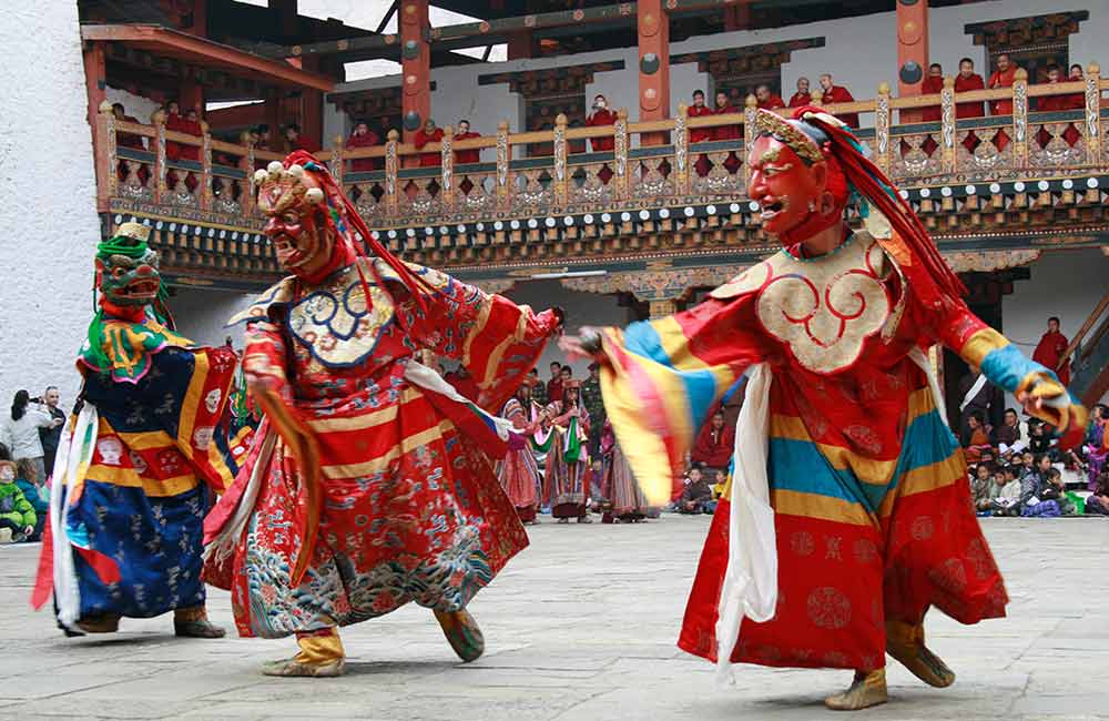 Masked dance at Nalakhar Tshechu.