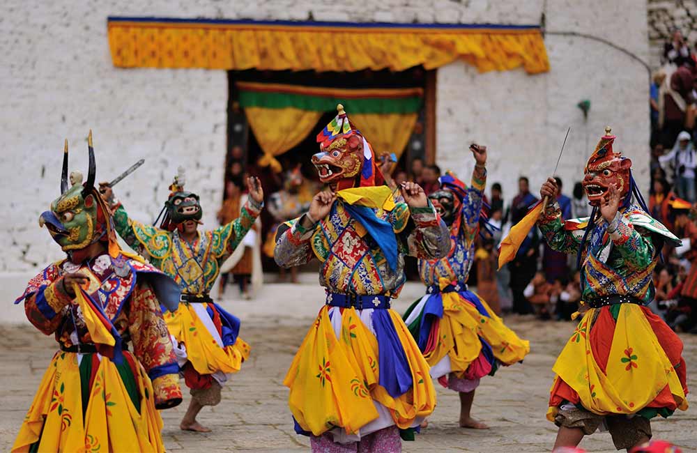 The masked dances at Tamshing tshechu festival in Bumthang