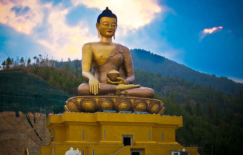 Visit to Buddha statue during Thimphu festival fixed departure tour.